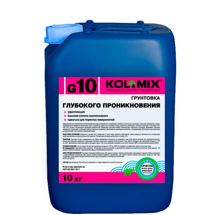 Грунтовка глубокого проникновения G10 KOL&MIX 10кг