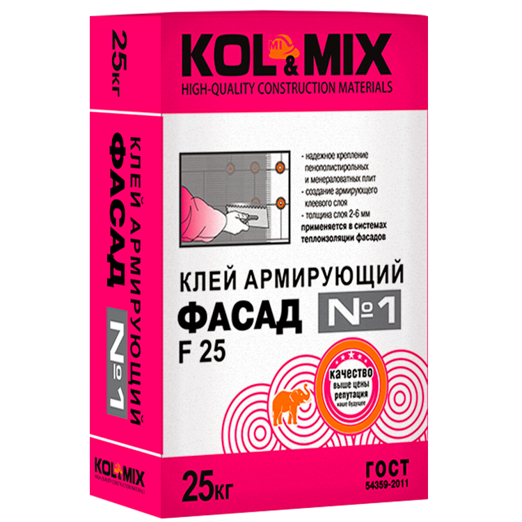 КЛЕЙ АРМИРУЮЩИЙ ФАСАД №1 F25 KOL&MIX 25КГ