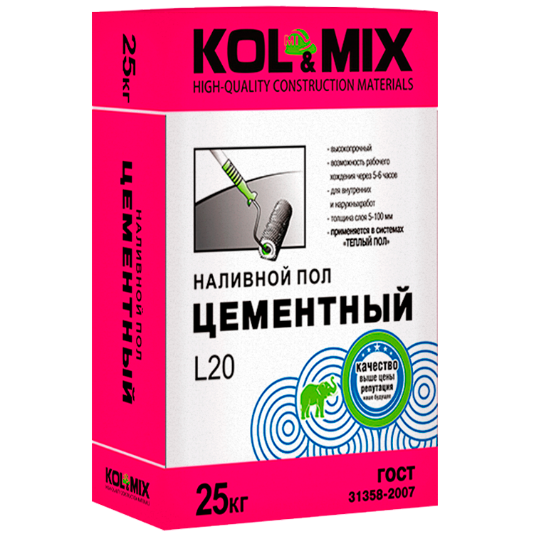 Наливной пол Цементный L20 KOL&MIX 25кг