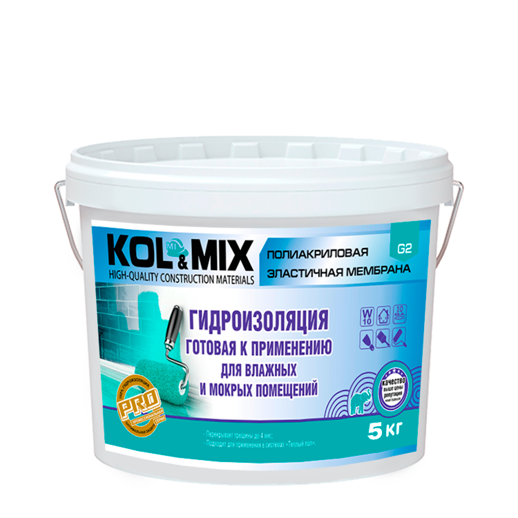 ГИДРОИЗОЛЯЦИЯ ГОТОВАЯ К ПРИМЕНЕНИЮ ДЛЯ ВЛАЖНЫХ И МОКРЫХ ПОМЕЩЕНИЙ G2 KOL&MIX