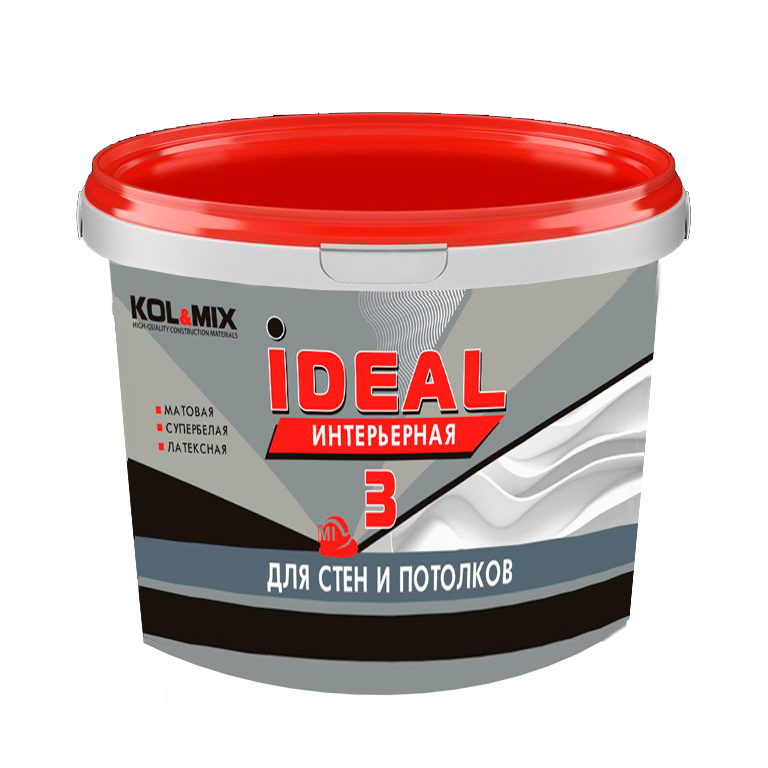 Краска для стен и потолков IDEAL 3 интерьерная KOL&MIX