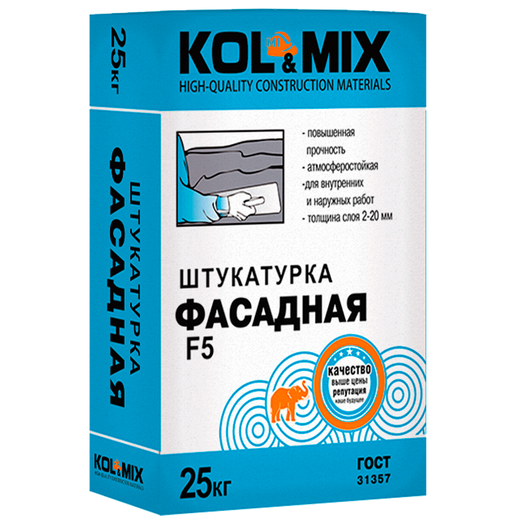 Штукатурка фасадная F5 Kol&Mix 25кг