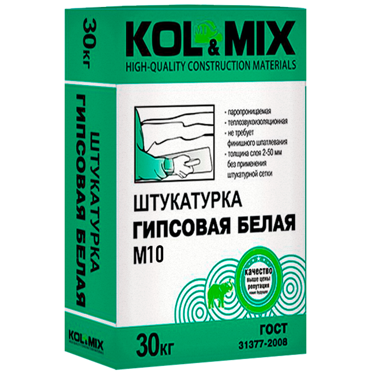 ШТУКАТУРКА ГИПСОВАЯ БЕЛАЯ М10 KOL&MIX