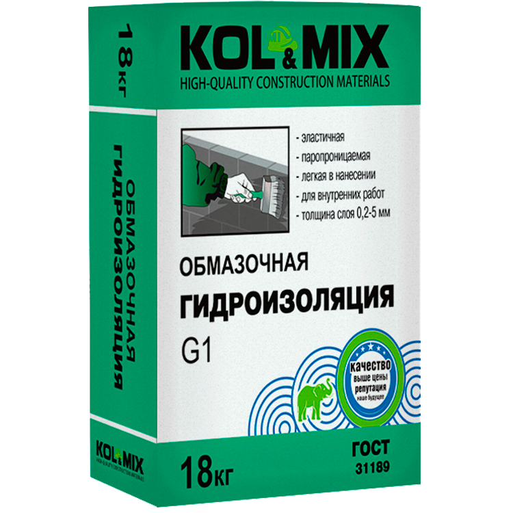 ОБМАЗОЧНАЯ ГИДРОИЗОЛЯЦИЯ G1 KOL&MIX 18кг